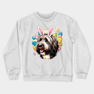 Schapendoes with Bunny Ears Embraces Easter Cheer Crewneck Sweatshirt